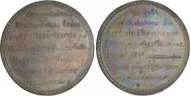 France - Médaille politique - Préparation de l'émeute du 15 mai, 12 mai 1848
SUP
Collignon.353
 Etain bronzé ; 35.33 gr ; 60 mm