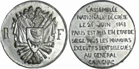 France - Médaille politique - Médaille sans date précise, Le général Cavaignac chef du pouvoir, 1848
SUP
Collignon.507 bis
 Etain ; 35.30 gr ; 52 m...