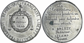 France - Médaille politique - Série Rémoise, janvier 1849
SUP
Collignon.42
 Etain ; 35.15 gr ; 57 mm
