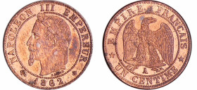 France - Napoléon III (1852-1870) - 1 centime tête laurée 1862 A (Paris)
SPL
Ga.87-F.103
 Br ; 1.00 gr ; 15 mm