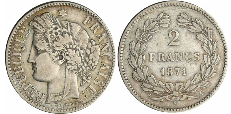 France - Troisième république (1871-1940) - 2 francs Cérés sans légende 1871 k (...