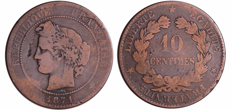 France - Troisième république (1871-1940) - 10 centimes Cérès 1871 K (Bordeaux)...