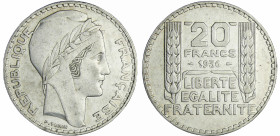 France - Troisième république (1871-1940) - 20 francs Turin 1936
SUP
Ga.852-F.400
 Ar ; 19.95 gr ; 35 mm