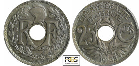 France - Troisième république (1871-1940) - 25 centimes Lindauer 1932
PCGS MS 65
Ga.380-F.171
 Cupro-Nickel ; -- ; 24 mm
PCGS #45816169