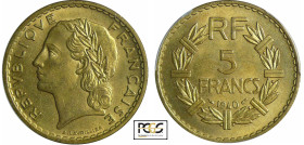 France - Quatrième république (1947-1959) - 5 francs Lavrillier bronze alu 1940
PCGS MS 64
Ga.761-F.337
 Br-Al ; -- ; 31 mm
PCGS #45816168