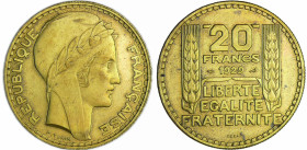 France - Troisième république (1871-1940) - 20 francs Turin 1929 essai en bronze aluminium
SUP
GEM 199.5
 Br-Al ; 17.72 gr ; 35 mm