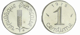France - Cinquième république (1959- ) - 1 centime Epi 1978 piéfort argent
FDC
Ga.91-F.106-EMPF.4 P2
 Ar ; 4.4 gr ; 15 mm
Monnaie frappée à 294 ex...