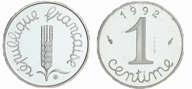 France - Cinquième république (1959- ) - 1 centime Epi 1992 piéfort argent
FDC
Ga.91-F.106-EMPF.4.P2
 Ar ; 4.4 gr ; 15 mm
Monnaie frappée à 50 exe...