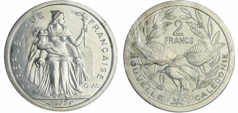 Nouvelle Calédonie - 2 francs 1979 piéfort
FDC
Lecompte.61
 Al ; 2.2 gr ; 27 ...