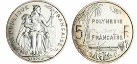 Polynésie française - 5 francs 1979 piéfort argent
FDC
Lecompte.51
 Ar ; 27.54 gr ; 31 mm
Monnaie frappée à 250 exemplaires.