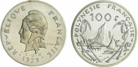 Polynésie française - 100 francs 1979 piéfort argent
FDC
Lecompte.126
 Ar ; 23.82 gr ; 30 mm
Monnaie frappée à 250 exemplaires.