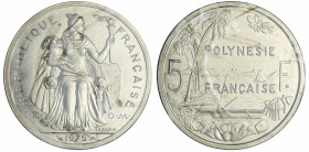 Polynésie française - 5 francs 1979 piéfort
FDC
Lecompte.52
 Al ; 3.75 gr ; 31 mm
Monnaie frappée à 150 exemplaires.