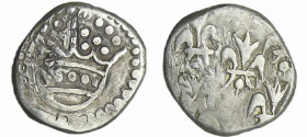 Inde française - Territoire de Pondichéry - Louis XV (1715-1774) - Double Fannon
TTB
Lecompte.27 var
 Ar ; 2.10 gr ; 12 mm