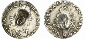 Guadeloupe - Occupation anglaise 1810-1814 - Sou marqué une 4 sols Louis XIV 1692 N (Montpellier)
TTB
Lecompte.manque
 Ar ; 1.08 gr ; 18 mm