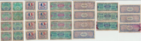 France - Lot de 15 billets de type "drapeau" Type 1944 et 45
B à TTB
--