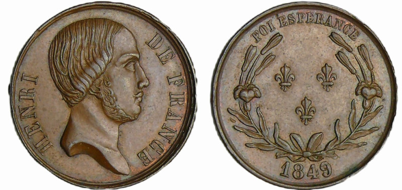 France - Henri V - Jeton 1849
SUP+
 Br ; 4.03 gr ; 21 mm