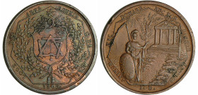 France - Jeton Maçonique - Orient de Rouen, les Arts réunis, 5808 (1808 1863) Paris
A/ LOGE - DES - ARTS - RÉUNIS - O:. DE - ROUEN// (date) Dans un h...