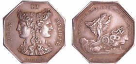 France - Jeton octogonal de jeu Heur et Malheur "Disciple de Cérès je reprends ses biensfaits" (1880-1907)
SUP+
 Ar ; 13.11 gr ; 30 mm
Tranche poin...