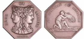 France - Jeton octogonal de jeu Heur et Malheur "J'ai travaillé je recueille" (1880-1907)
SUP+
 Ar ; 12.88 gr ; 30 mm
Tranche poinçon : Corne (1880...