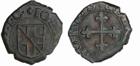 Italie - Montanaro (Piémont) - Giovanni Battista Savoia-Racconigi Abate (1581-1582) - quarto 1581
A/ IO BAPTA SAB ABB ET C Ecu barré de Savoie.
R/ B...