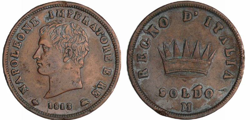 Italie - Règne d'Italie - Soldo 2ème type - 1813 M (Milan)
SUP
LMN.880
 Cu ; ...