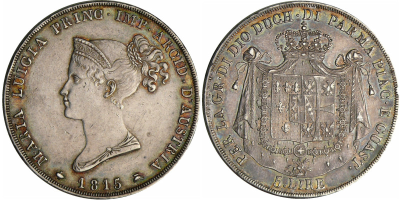 Italie - Duché de Parme - 5 lire 1815
A/ Buste diadémé à gauche. MARIA LUIGIA P...