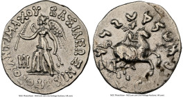 INDO-GREEK KINGDOMS. Bactria. Antimachus II Nicephorus (ca. 174-165 BC). AR drachm (17mm, 2.42 gm, 10h). NGC XF 5/5 - 2/5, brushed. Indian standard. U...