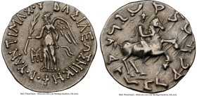 INDO-GREEK KINGDOMS. Bactria. Antimachus II Nicephorus (ca. 174-165 BC). AR drachm (17mm, 2.44 gm, 12h). NGC VF 5/5 - 3/5. Indian standard. Uncertain ...