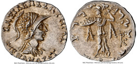 INDO-GREEK KINGDOMS. Bactria. Menander I Soter (ca. 165/155-130 BC). AR Indic drachm (17mm, 2.48 gm, 12h). NGC MS 5/5 - 5/5. Indian standard. Uncertai...