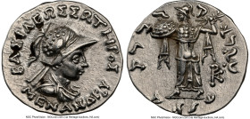 INDO-GREEK KINGDOMS. Bactria. Menander I Soter (ca. 165/155-130 BC). AR Indic drachm (18mm, 2.46 gm, 12h). NGC Choice XF 5/5 - 3/5. Indian standard. U...