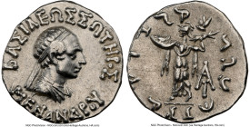 INDO-GREEK KINGDOMS. Bactria. Menander I Soter (ca. 165/155-130 BC). AR Indic drachm (17mm, 2.44 gm, 12h). NGC XF 5/5 - 3/5, brushed. Indian standard....