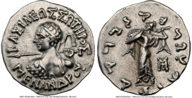 INDO-GREEK KINGDOMS. Bactria. Menander I Soter (ca. 165/155-130 BC). AR Indic drachm (17mm, 2.49 gm, 12h). NGC Choice VF 5/5 - 3/5. Indian standard. U...