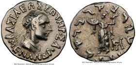 INDO-GREEK KINGDOMS. Bactria. Menander I Soter (ca. 165/155-130 BC). AR Indic drachm (17mm, 2.43 gm, 11h). NGC VF 5/5 - 3/5, brushed. Indian standard....