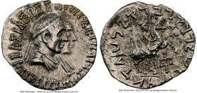 INDO-GREEK KINGDOMS. Bactria. Hermaeus with Calliope (ca. 105-90 BC). AR drachm (17mm, 2.16 gm, 11h). NGC AU 5/5 - 2/5, edge chip. Indian standard. Un...