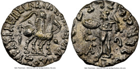INDO-SCYTHIAN KINGDOM. Azes I/II (after ca. 58 BC). AR drachm (17mm, 2.35 gm, 1h). NGC Choice XF 5/5 - 3/5. Indian standard. Pushkalavati. BAΣIΛEΩΣ BA...