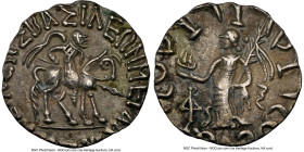 INDO-SCYTHIAN KINGDOM. Azes I/II (after ca. 58 BC). AR drachm (18mm, 1h). NGC XF. Indian standard. Pushkalavati. BAΣIΛEΩΣ BAΣIΛEΩN MEΓAΛOY / AZOY, Aze...