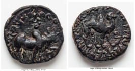 INDIA. Kushan Empire. Vima Kadphises (ca. AD 113-127). AE tetradrachm (25mm, 10.61 gm, 10h). Fine. Reduced weight Indo-Greek standard circulating in K...