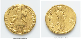 INDIA. Kushan Empire. Kanishka I (ca. AD 127-151). AV dinar (20mm, 7.83 gm, 11h). Fine. Kushan standard, Bactria, main mint (probably Balkh), late pha...