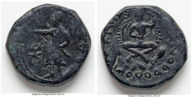 INDIA. Kushan Empire. Kanishka I (ca. AD 127-151). AE tetradrachm (26mm, 15.56 gm, 12h). Fine. Attic standard, Kapisha, main mint (probably Begram), m...