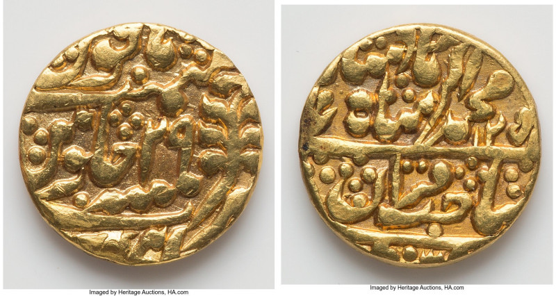 Jaipur. Ram Singh gold Mohur Year 29 (1864) VF-XF, KM125. 10.5gm. 19mm. In the n...