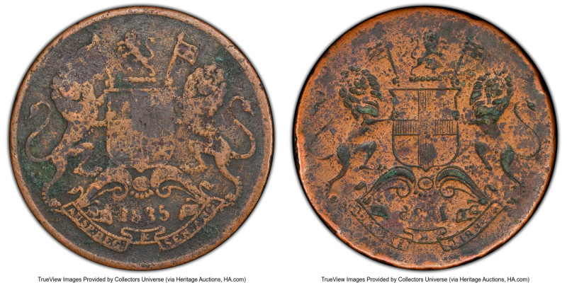 British India. East India Company Mint Error 1/4 Anna 1835 VG Details (Environme...