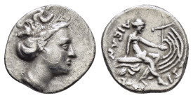 EUBOIA. Histiaia.(3rd-2nd centuries BC).Tetrobol.

Obv : Wreathed head of the Nymph Histiaia right.

Rev : IΣTIAIEΩN.
Nymph seated right on stern of g...