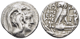 ATTICA. Athens. Tetradrachm (139/8 BC). New Style Coinage. Herakleides, Eukles and Moschion, magistrates.

Obv : Helmeted head of Athena right.

Rev :...