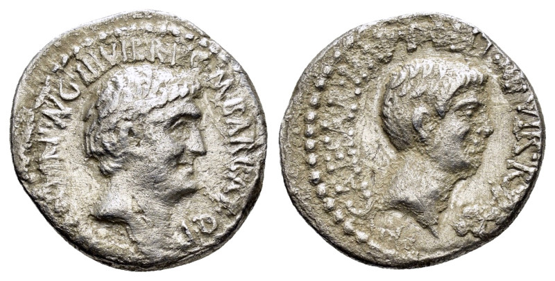 Mark Antony and Octavian. Denarius with M. Barbatius, Ephesus (?), 41 BC. 

Obv ...