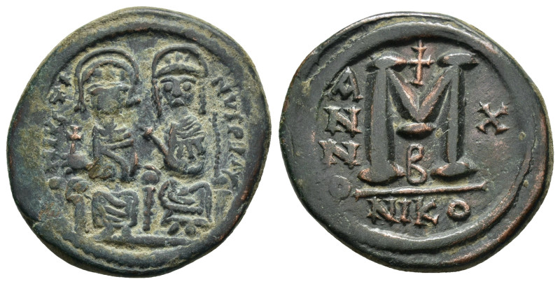 JUSTIN II with SOPHIA.(565-578).Nicomedia.Follis.

Condition : Good very fine.

...