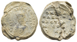 BYZANTINE LEAD SEAL.(Circa 7th-11th Century).Pb.

Condition : Good very fine.

Weight : 10.80 gr
Diameter : 24 mm