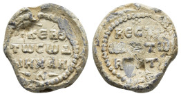 BYZANTINE LEAD SEAL.(Circa 7th-11th Century).Pb.

Condition : Good very fine.

Weight : 10.03 gr
Diameter : 20 mm