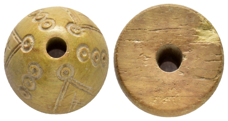 ANCIENT SPINDLE WHORL.(8th-12th century).Bone.

Condition : Good very fine.

Wei...