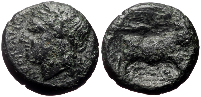 Campania, Neapolis AE 9Bronze, 5.29g, 18mm) ca 275-250 BC. 
Obv: Laureate head o...
