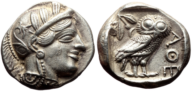 Attica, Athens AR Tetradrachm (Silver, 16.85g, 24mm) ca 454-404 BC.
Obv: Head o...